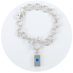 Handmade Ice Blue Topaz Chain Charm Bracelet - Made in California