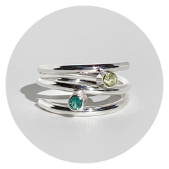 Argentium Silver Emerald Peridot Ring