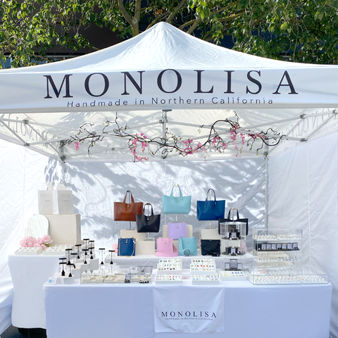 MONOLISA Booth by California Artist Lisa Ramos from Blog Article: 10 Tips for Selling at Art Shows and Festivals - From An Artist Who Has Done 160 Plus Shows