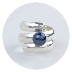 Argentium Silver Black Pearl Ring - MONOLISA Jewelry Collection Made in California