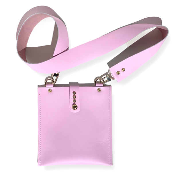 Picture of a MONOLISA Pink Crossbody Leather Bags Made in California - By California Designer Lisa Ramos from Artist Lift Blog: Artist Life - 20 Things I Do to Run My Business