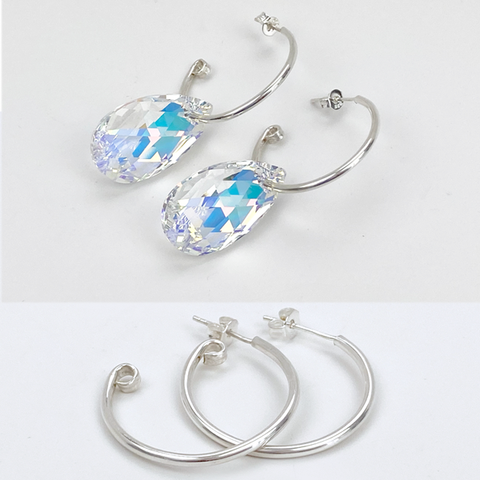 Lisa Ramos Blog: Modern Versatile Sterling Silver Hoop Earrings - Removable Crystals