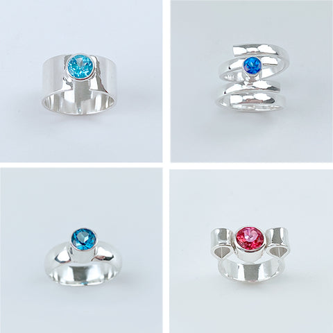 Topaz Rings Collection - Swiss Blue, Sky Blue, London Blue and Blush