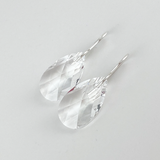 Elegant Crystal Clear Pear Earrings - Argentium Silver