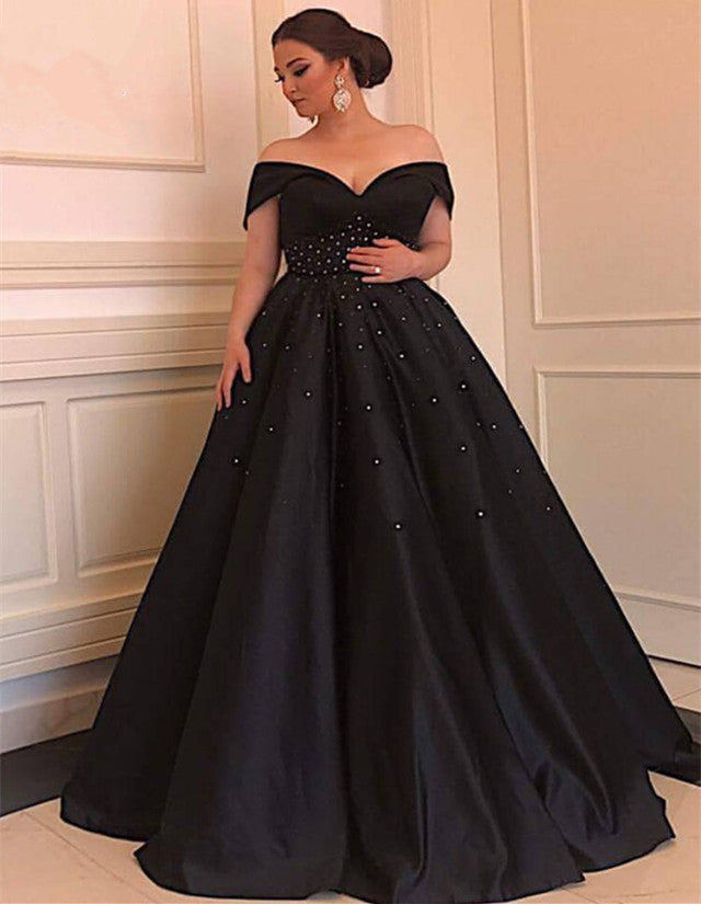 black ball gown dresses plus size