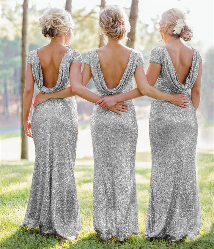 silver maid of honour dresses
