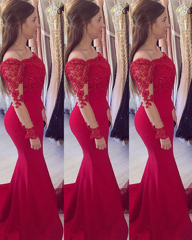 Long Sleeves Mermaid Prom Dresses Elegant Slayingdress