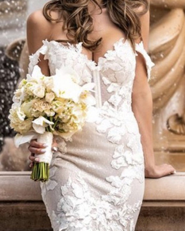 embroidered mermaid wedding dress