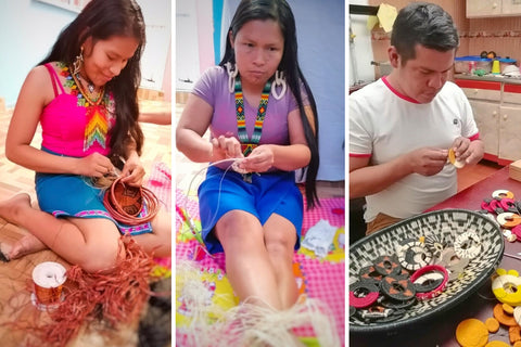 Women indigenous weaving natural fivers