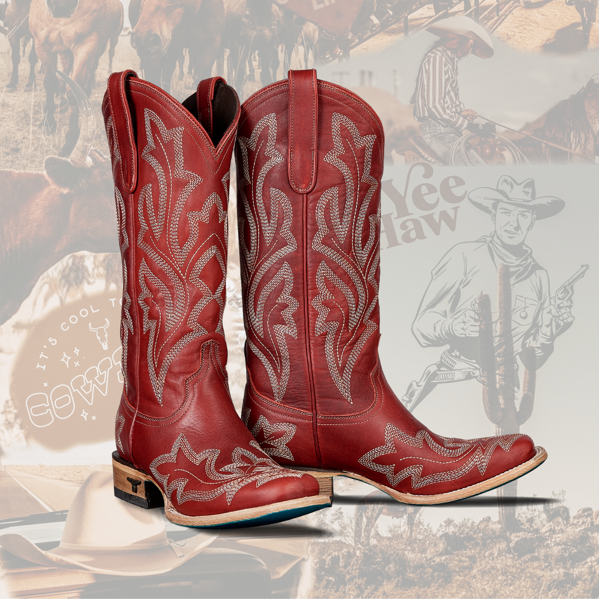 Lane SARATOGA SQUARE LIMITED EDITION BOOTS in Beso Red