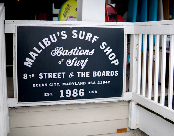 Malibu's Surf Shop Custom Aluminum Sign in Ocean City Maryland