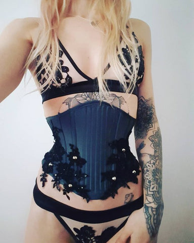VOLUSPA SILK underbust corset waspie TWILIGHT SIREN