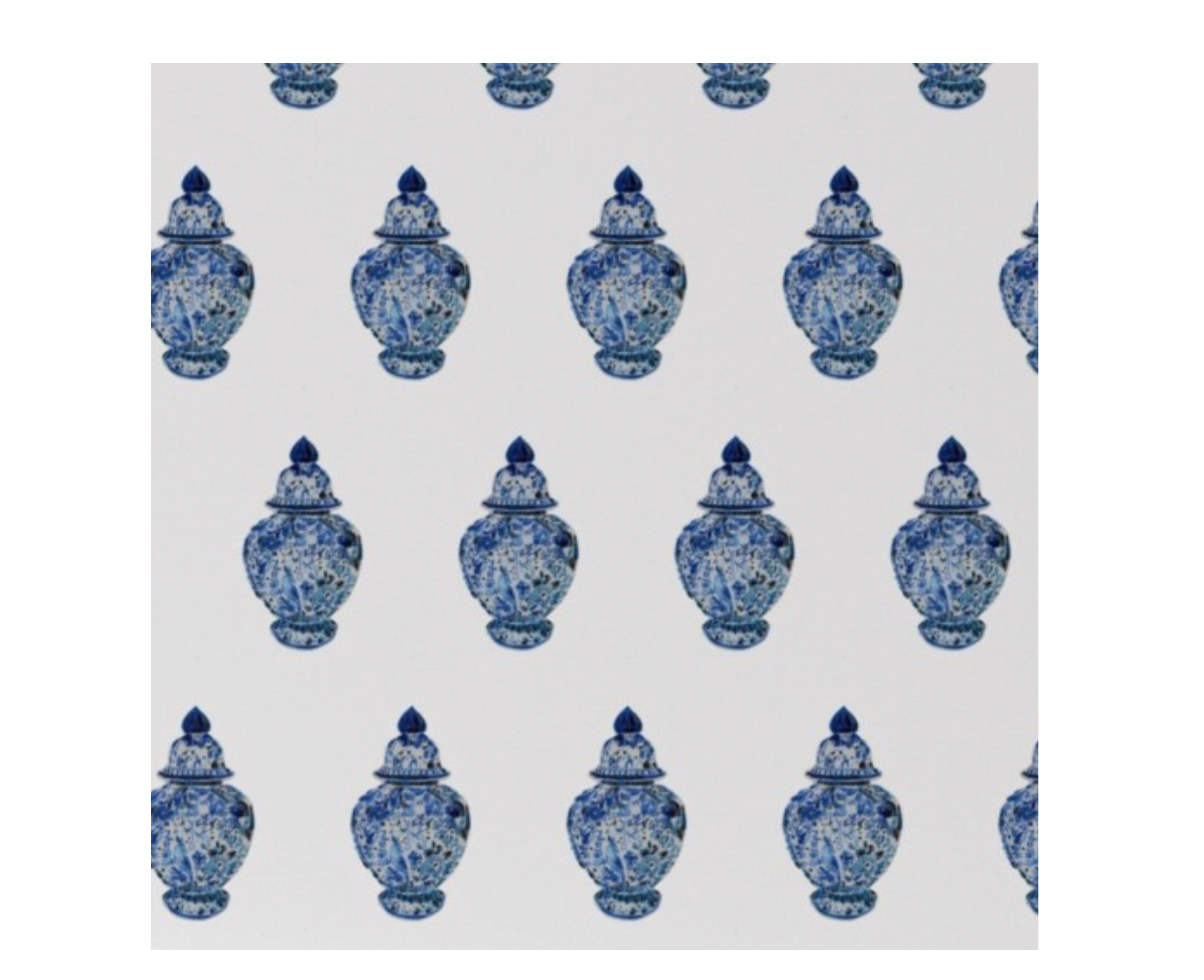 Blue & white Ginger Jar Wallpaper - white background (Medium Scale