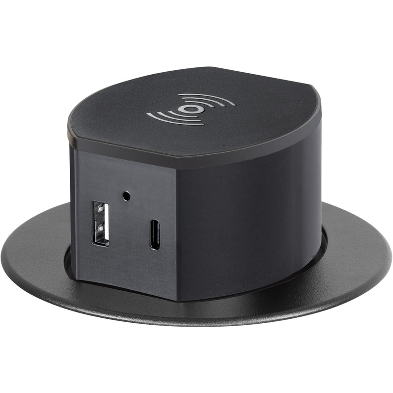 Hubbell RCT600BK Pop Up 15A Outlet, USB-A/C, Wireless Charging, Black