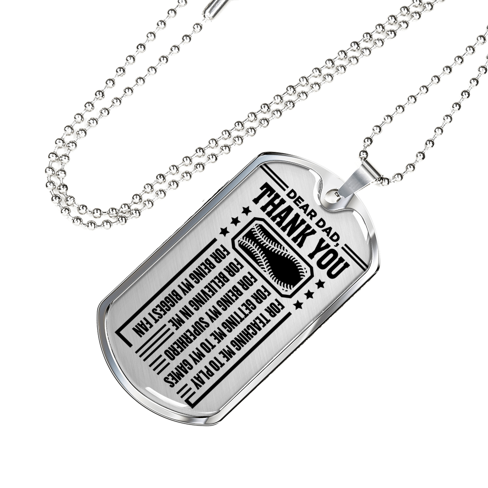 Baseball - Dad Thank You For Teaching Me To Play Dogtag
