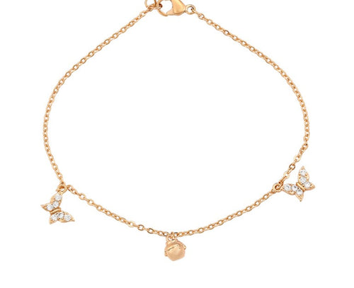 Dainty Butterfly Anklet or Bracelet- Gold Plated