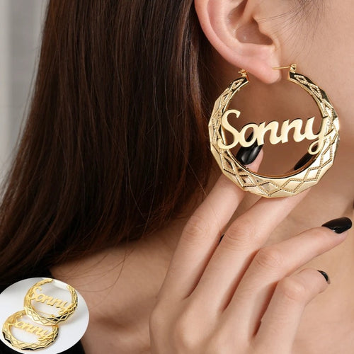 Personalized Hoop Name Earrings Thick