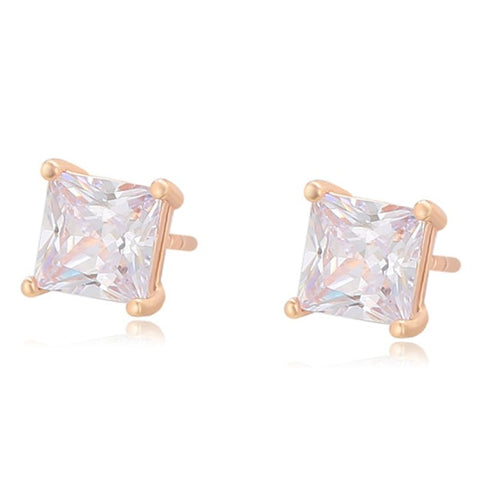 18k Gold Plated Square CZ Studs