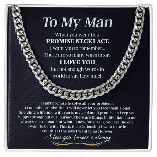 Stainless Steel Cuban Chain Necklace-  Boyfriend Gift