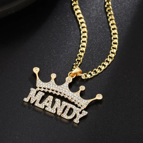 Crown Name Necklace with Zirconia
