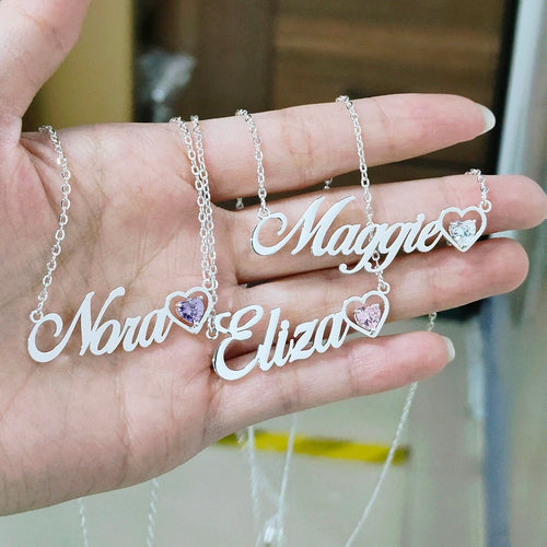 Personalized Name Necklace with Birthstone