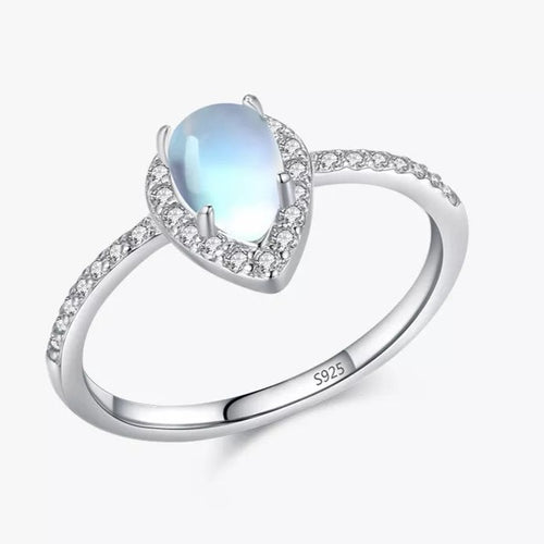 Pear Moonstone Ring 925 Sterling Silver