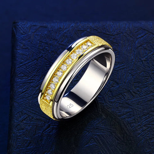 Men Promise Ring Band Sterling Silver- Gold Plated