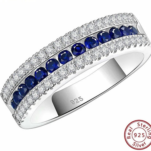 Eternity Sapphire Band 925 Sterling Silver