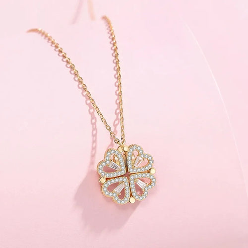 Four Hearts Clover Pendant Necklace