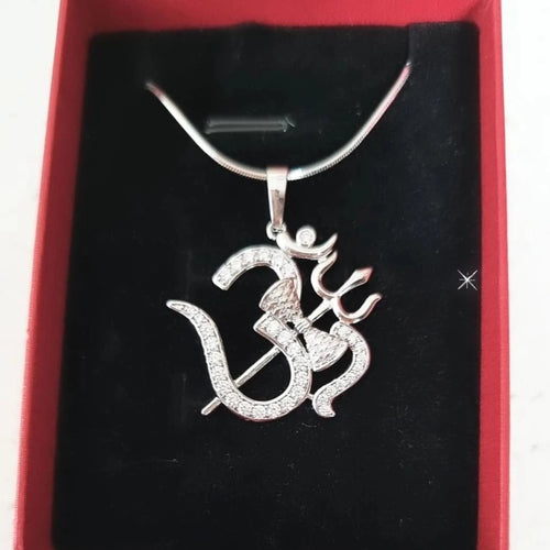 Lord Shiva OM Pendant Necklace-Silver