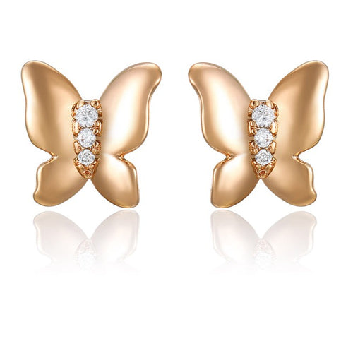 Butterfly CZ Stud Earrings 18k Gold Plated