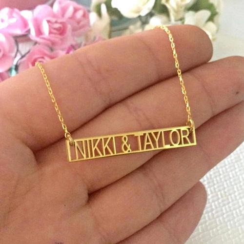 Personalized Hollow Bar Names Necklace
