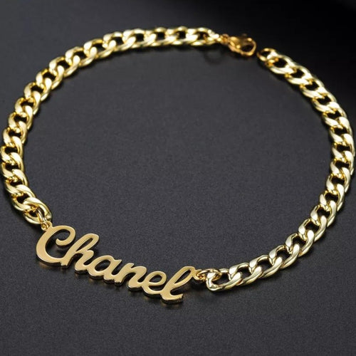 Custom Name Bracelet with Bold Curb Chain