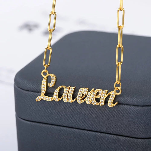 Custom Name necklace with Cubic Zirconia