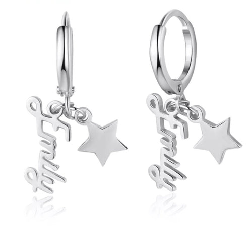 Name Earrings Sterling Silver with Star