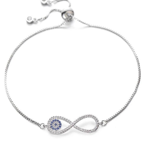 Infinity Bracelet With Evil Eye-Clearance