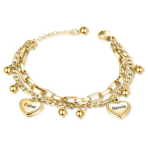 Personalized Two Names Heart Bracelet