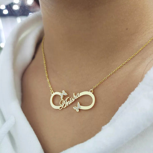 Custom Infinity Name Necklace with Butterfly