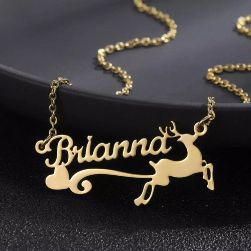 Elk Deer Name Necklace