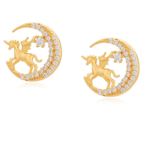 Unicorn Stud Earrings Gold Plated