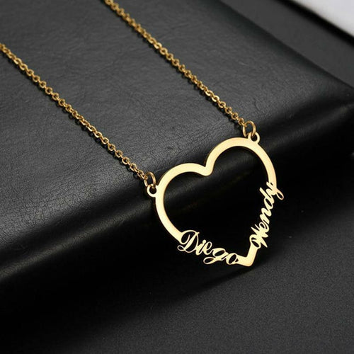 Personalized Double Name Heart Necklace