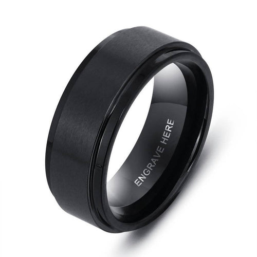 Personalized Engrave Ring for Men Black Stainless Steel