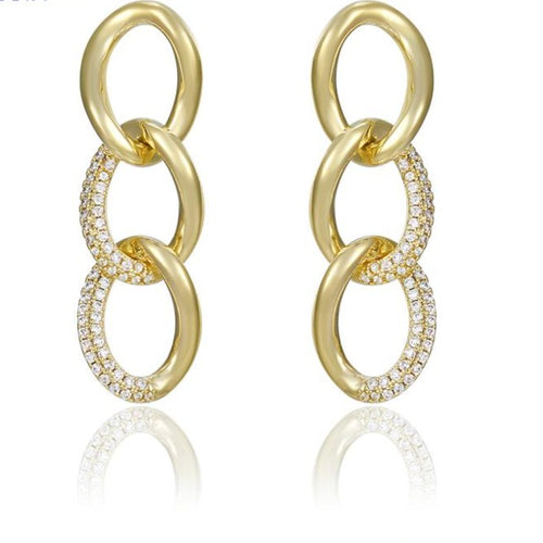 Sparkling Link Gold Chain Earrings