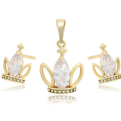 14K Gold Filled Crown Necklace Set