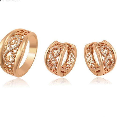 18K Rose Gold Plated Infinity Earrings and Ring Set