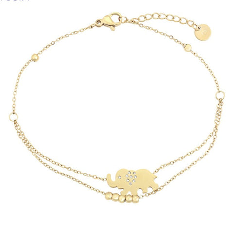 14k Gold Plated Lucky Elephant Anklet