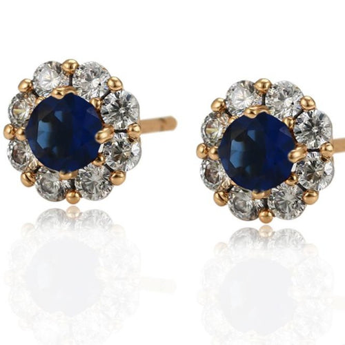 Dark Blue Cubic Zirconia Gold Stud earrings