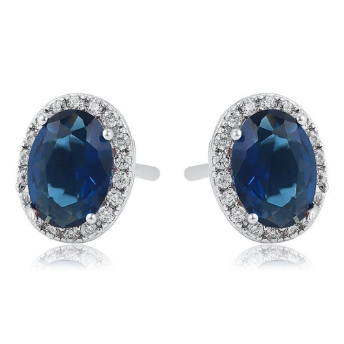 Dark Blue Cubic Zirconia Stud earrings-Clearance