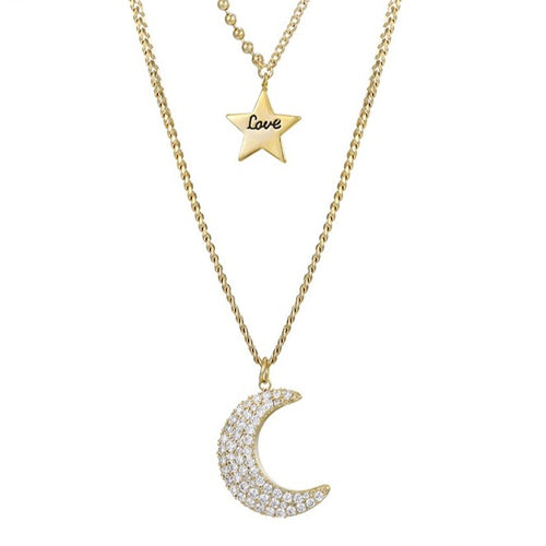 Gold Layered Moon and Star Necklace