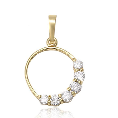 Gold Circle Hoop Pendant on 14K Gold fill Necklace